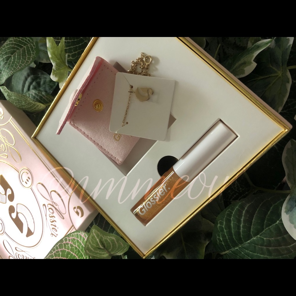 Glossier Holiday Gold Necklace & Lip Gloss Set